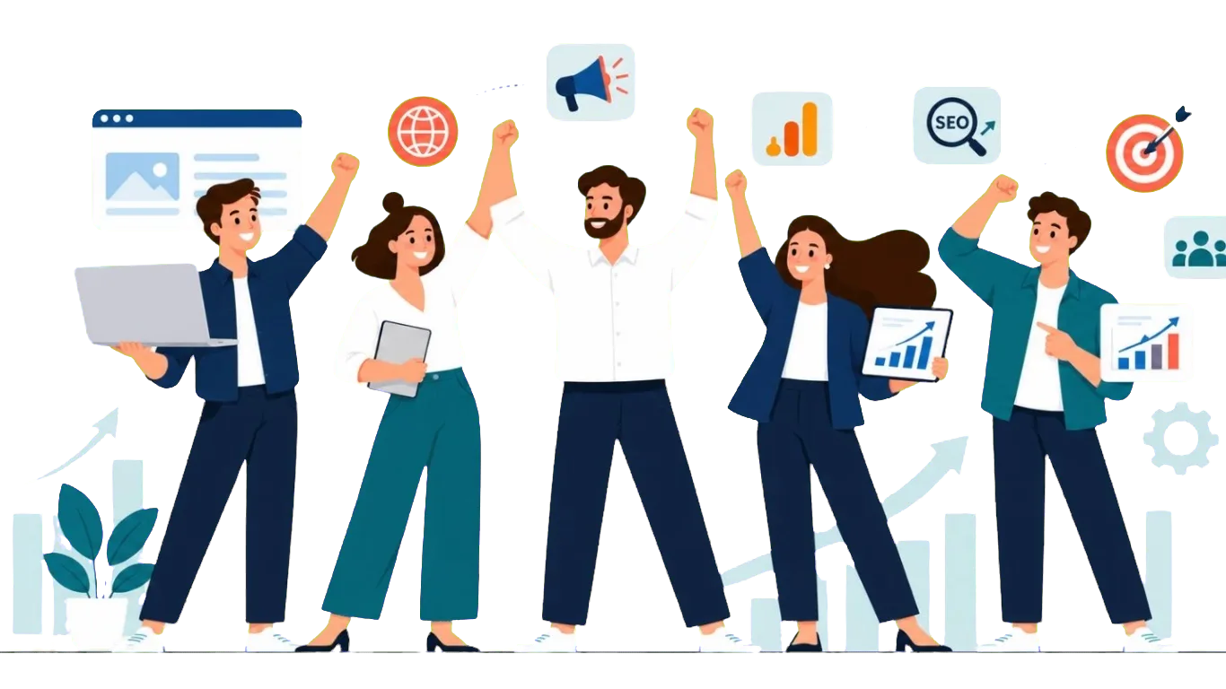 Illustration of the Tectot team celebrating together